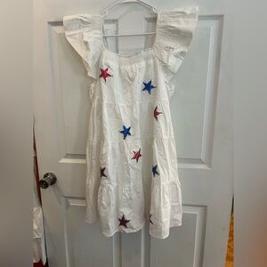 Peach Love California White Dress with Star Accents